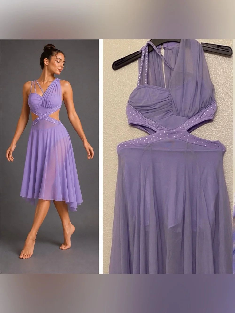 Reverence Custom solo romantic lyrical dance costume lavender illusion LC